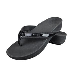 Vionic 380 High Tide Sandals Sz 8 Black Flip Flop Wedge